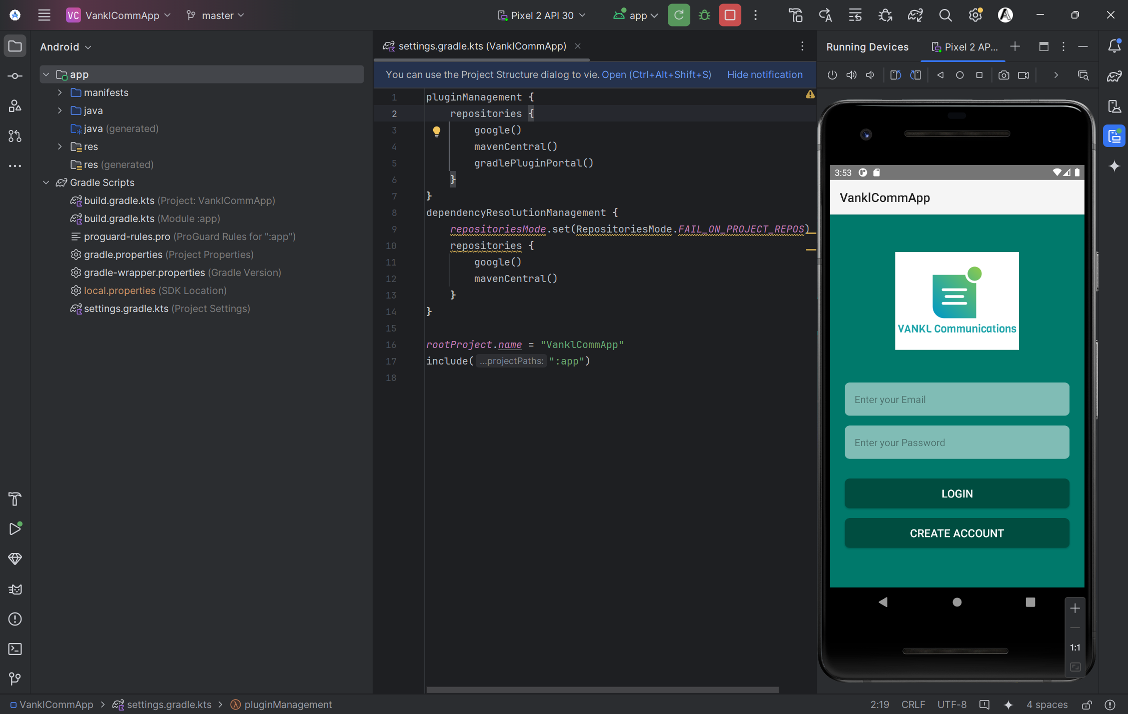 VanklCommApp Screenshot